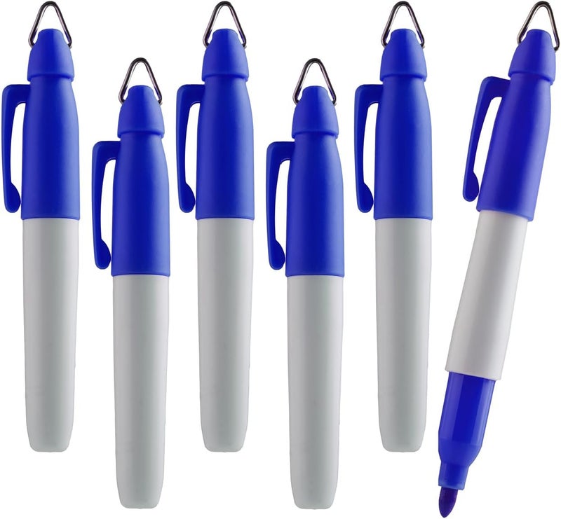 Mini Permanent Markers | Assorted Colours | Fine Point | 6 Count (Blue Pack of 48)